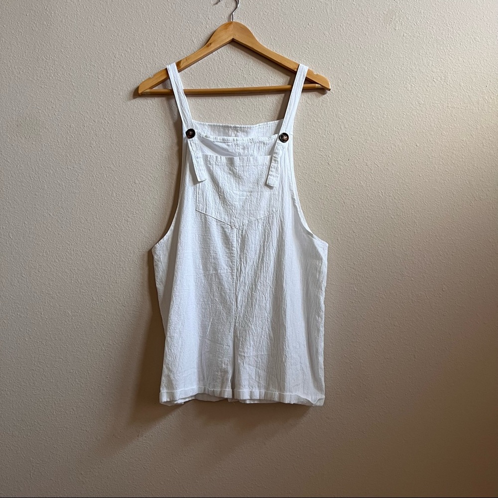 Overall Shorts in White